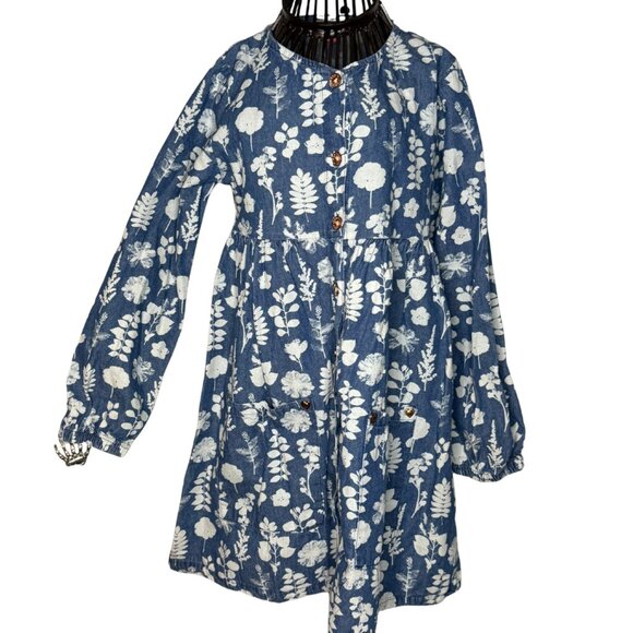 Girls Long Sleeve Floral Dress With Pockets, Full Skirt, Rose Gold Button, SZ 6 - Picture 14 of 14